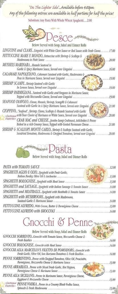 Menu of Marcello's Pizza & Restaurant in Marlton, NJ 08053