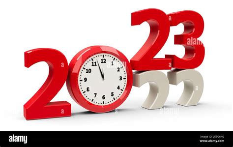 2022-2023 change with clock dial represents coming new year 2023, three ...