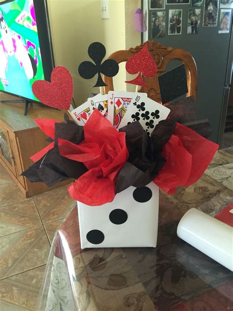 Casino themed birthday party centerpiece … | Vegas theme party, Casino party decorations ...