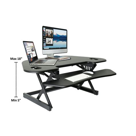 Rocelco 46" Height Adjustable Corner Standing Desk Converter | Quick Sit Stand Up Dual Monitor ...