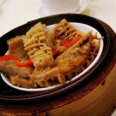 steamed beef tripe- honeycomb tripe (edible offal) steamed and usually covered in chilies, black ...