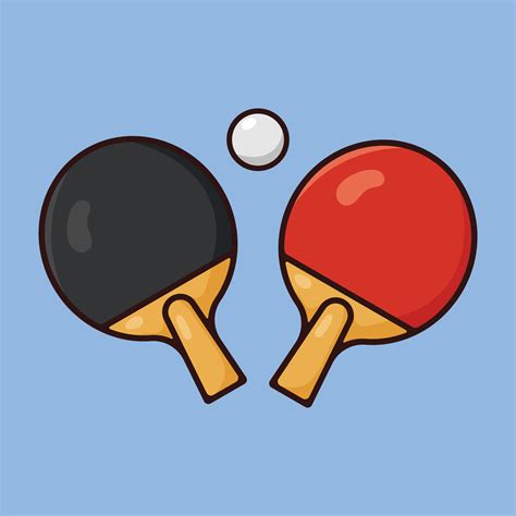 tennis table rackets and ball collection cartoon vector icon. Table ...