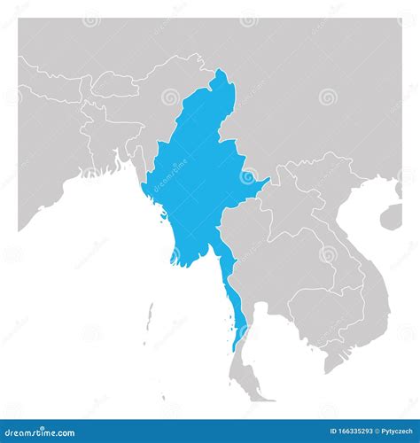 Map of Myanmar Green Highlighted with Neighbor Countries Stock Vector ...