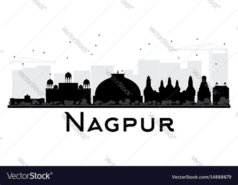 Nagpur city skyline black and white silhouette Vector Image