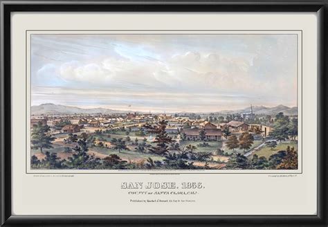 San Jose CA 1856 (Color) Restored Map | Vintage City Maps