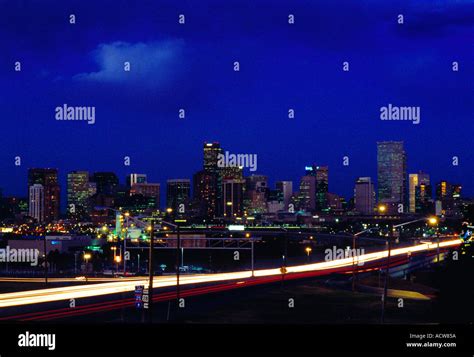 Denver, Colorado skyline at night Stock Photo - Alamy