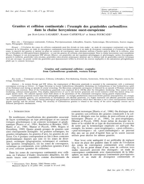 (PDF) Granites and continental collision: examples from Carboniferous granitoids in the ...