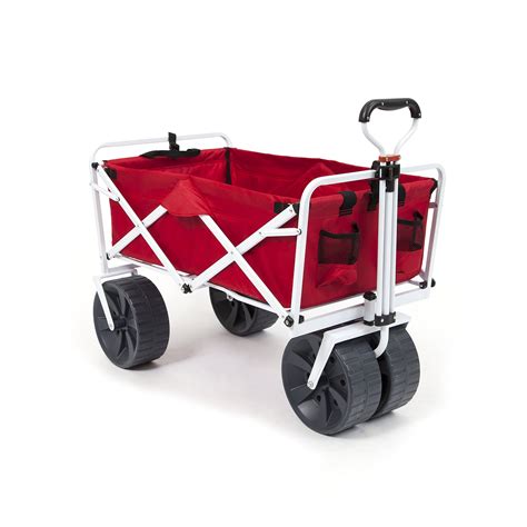 Buy Mac Sports Heavy Duty Collapsible Folding All Terrain Utility Wagon Beach Cart - Red/White ...