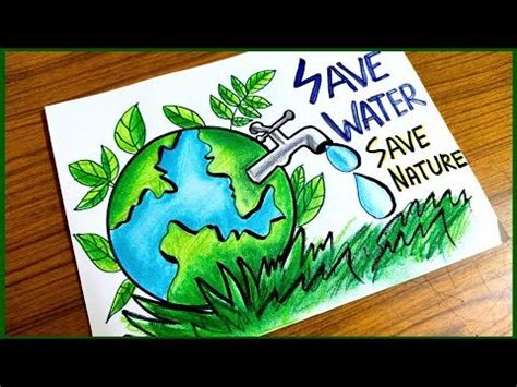 Save Water Poster drawing easy | World Water day drawing | Save water save nature | easy drawing ...