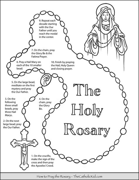 How to Pray the Rosary Coloring Page for Kids - TheCatholicKid.com