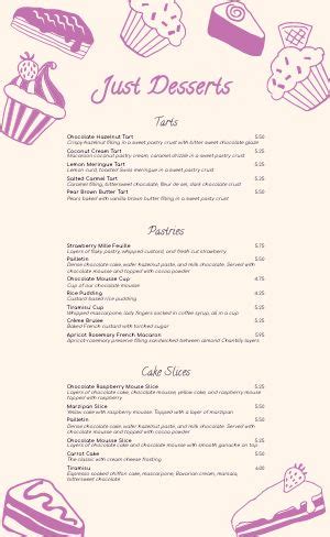 Free Custom Bakery Menu Templates - MustHaveMenus