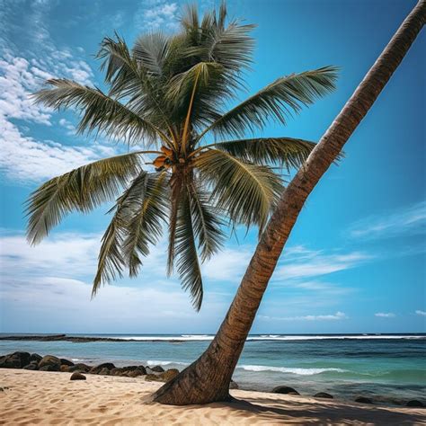 Premium AI Image | Coconut Tree with the Beach Background