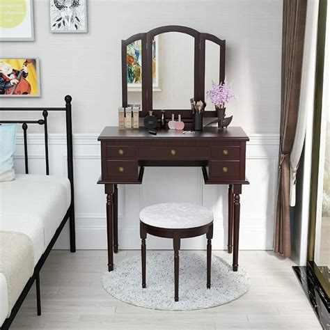 Makeup Vanity With Drawers Brown : Lovely prints princess wooden vanity ...