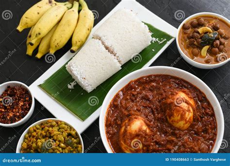 Rice Puttu or Steamed Rice Cake Kerala Breakfast Food Stock Image - Image of sauce, gourmet ...