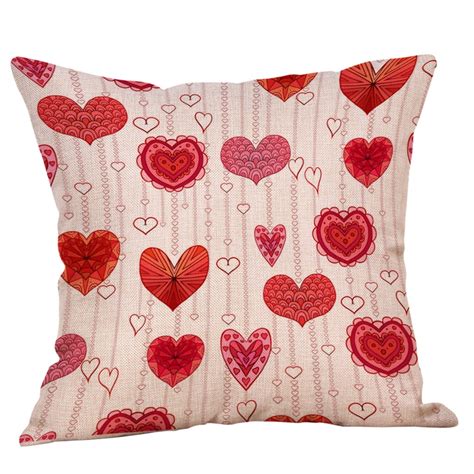 Happy Valentine's Day Throw Pillow Case Sweet Love Square Cushion Cover ...