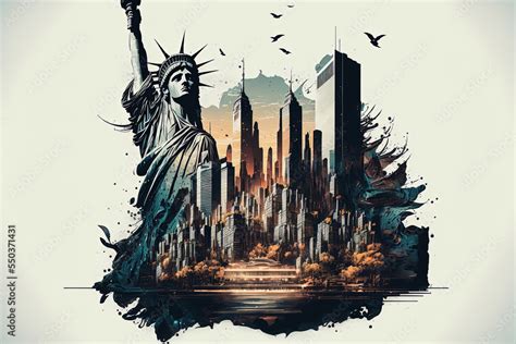 abstract New York illustration, ai generated art by midjourney Stock Illustration | Adobe Stock