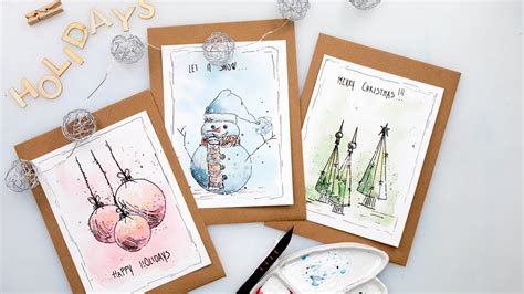 Watercolor Christmas cards idea - easy tutorial for beginners - YouTube