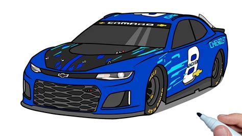 How to draw a Chevrolet Camaro ZL1 NASCAR Race Car step by step - YouTube