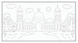 Premium Vector  Mosque coloring Page Illustration For Kid Collection sketch template