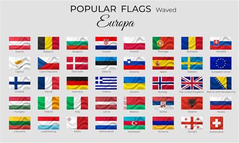 Premium Vector | Waved flags of european countries europe flag icon set ...