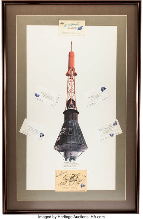 Mercury Seven Astronauts: "Mercury Spacecraft" Litho in Framed | Lot ...