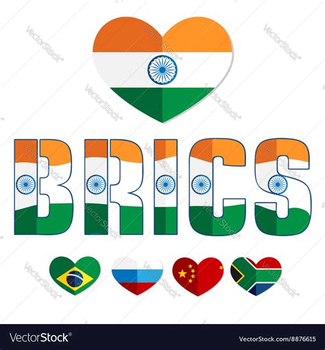 Flag of the brics countries color web icon Vector Image