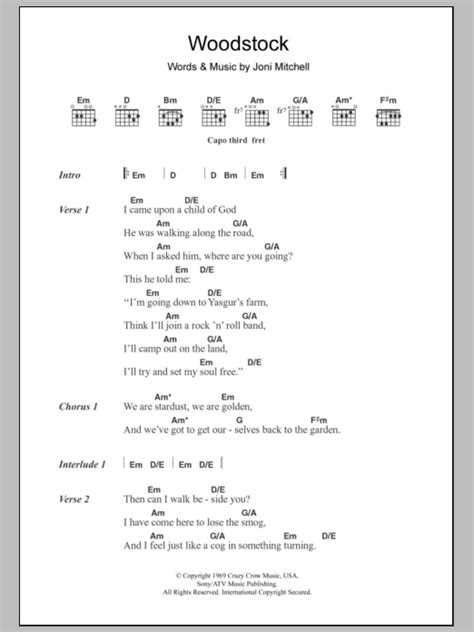 Woodstock by Joni Mitchell - Guitar Chords/Lyrics - Guitar Instructor