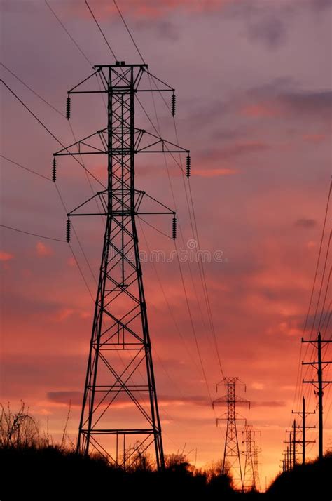 Powerline tower on sunset stock image. Image of supply - 2223631