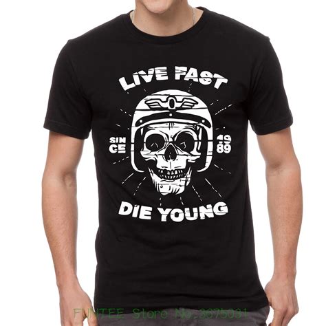 T Shirt 100% Cotton Live Fast Die Young T shirt Vintage Tee With Cool Skull Face Desings Shirt ...