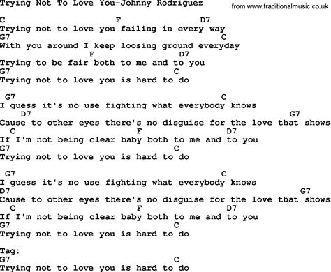 Country Music:Trying Not To Love You-Johnny Rodriguez Lyrics and Chords