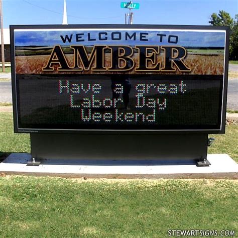 Municipal Sign for Town of Amber - Amber, OK