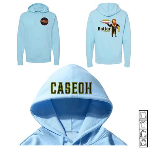 Official Caseoh Game Merch Caseoh Games Butter Butler Hooded Sweatshirt Sky Blue Caseohgames ...