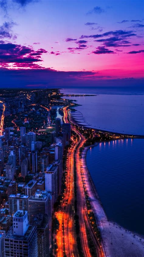 2160x3840 Chicago City View at Sunset Sony Xperia X,XZ,Z5 Premium Wallpaper, HD City 4K ...