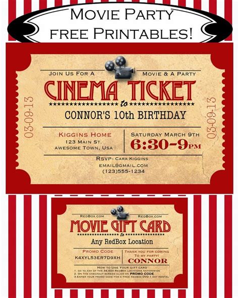 Blank Movie Ticket Invitation Template - FREE DOWNLOAD - Aashe