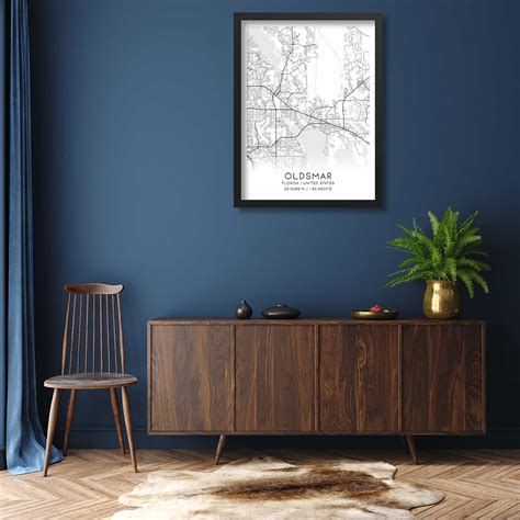 Oldsmar Florida Map Poster, Modern Home Decor Wall Art Print - Custom Maps & Posters