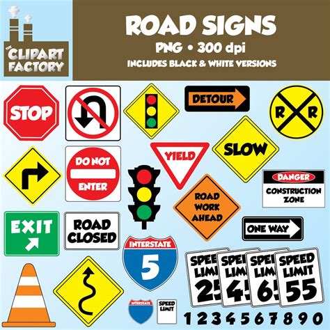 Clip Art: Fun Road Signs Traffic Signs 51 Total Images - Etsy