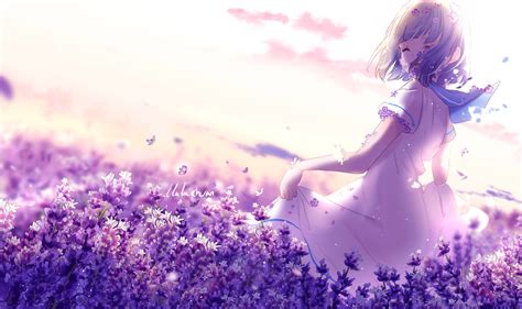 Download Cute Girl Purple Anime Aesthetic Wallpaper | Wallpapers.com