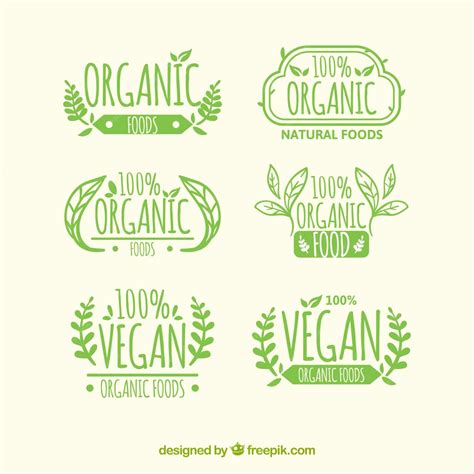 Free Vector | Set of six organic food labels