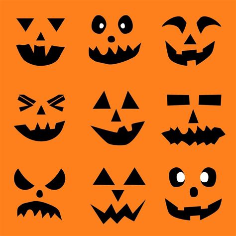 Set of Halloween pumpkins, funny faces. 9277381 Vector Art at Vecteezy