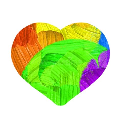 Abstract Colorful Heart-shaped Background with Various Rainbow Colored Brushstrokes of Oil on ...