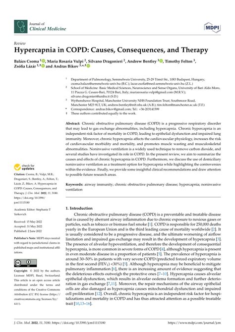 (PDF) Hypercapnia in COPD: Causes, Consequences, and Therapy