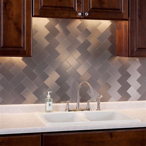 Aspect Long Grain 3" x 6" Metal Peel & Stick Subway Tile Kit in Brushed Stainless & Reviews ...