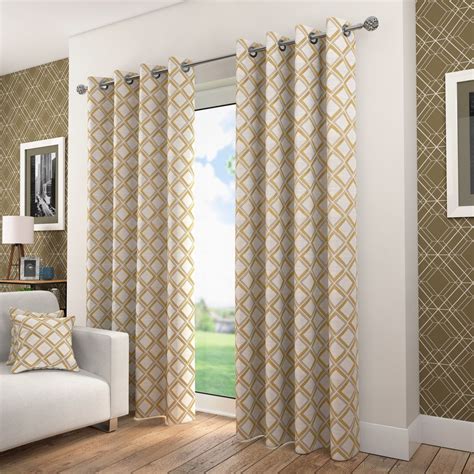 Petra Ochre Ready Made Eyelet Curtains in 2021 | Ready made eyelet curtains, Geometric curtains ...