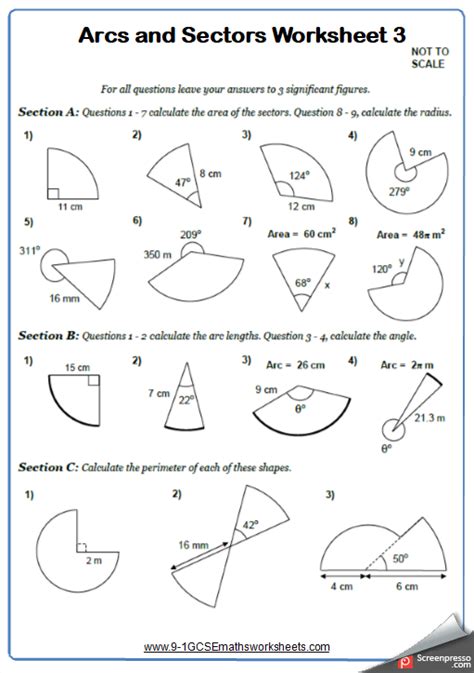 Area Of Sector Of Circle Worksheet