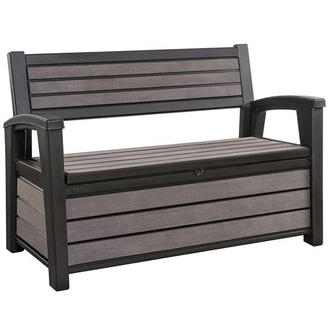 Keter Hudson 60 Gal Plastic Outdoor Backyard Patio Storage Bench Deck Box, Brown - Walmart.com ...