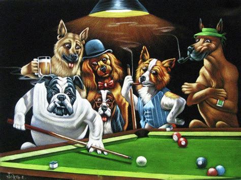 Dogs Playing Pool After Original By Coolidge – Poster | Canvas Wall Art ...