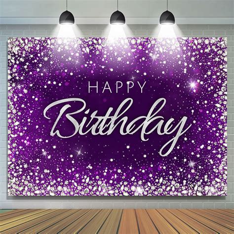 Glitter Diamond Purple Themed Happy Birthday Backdrop – Lofaris Purple ...