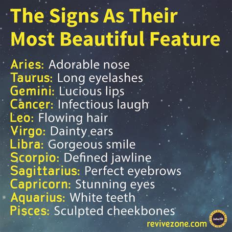 zodiac signs and their most beautiful feature, aries, taurus, gemini ...