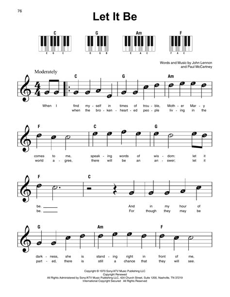 Let It Be Sheet Music | The Beatles | Super Easy Piano | Sheet music, Piano sheet music ...