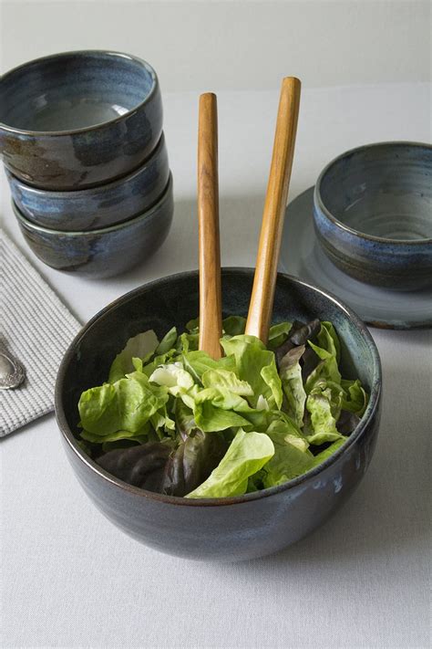 Handmade Blue Ceramic Salad Bowl, Serving Bowl – Mad About Pottery